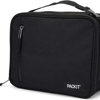 PackIt Freezable Classic Lunch Box, Black, Built with EcoFreeze® Technology, Collapsible, Reusable, Zip Closure With Zip Front Pocket and Buckle Handle, Designed for Fresh Lunches