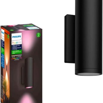 Philips Hue Appear Outdoor Smart Wall Light, Black - White and Color Ambiance LED Color-Changing Light - 1 Pack - Requires Hue Bridge - Control with Hue App and Voice -...