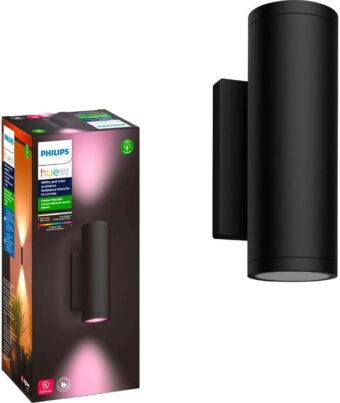 Philips Hue Appear Outdoor Smart Wall Light, Black - White and Color Ambiance LED Color-Changing Light - 1 Pack - Requires Hue Bridge - Control with Hue App and Voice -...