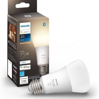 Philips Hue Smart 75W A19 LED Bulb - Soft Warm White Light - 1 Pack - 1100LM - E26 - Indoor - Control with Hue App - Works with Alexa, Google Assistant and Apple Homekit