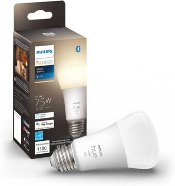 Philips Hue Smart 75W A19 LED Bulb - Soft Warm White Light - 1 Pack - 1100LM - E26 - Indoor - Control with Hue App - Works with Alexa, Google Assistant and Apple Homekit