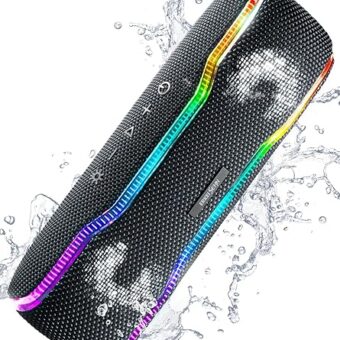 Portable Bluetooth Speaker, IPX7 Waterproof Wireless Speaker with Colorful Flashing Lights, 25W Super Bass 24H Playtime, 100ft Range, TWS Pairing for Outdoor, Home, Party,...