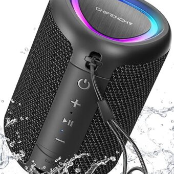 Portable Bluetooth Speaker with Lights,Powerful Crystal Clear Sound,IPX5 Waterproof,All Day Playtime,AUX&TF-Card Input,Bluetooth 5.3,TWS Paring,Small Wireless Speaker for...