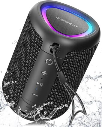 Portable Bluetooth Speaker with Lights,Powerful Crystal Clear Sound,IPX5 Waterproof,All Day Playtime,AUX&TF-Card Input,Bluetooth 5.3,TWS Paring,Small Wireless Speaker for...