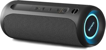 Portable Speaker, Wireless Bluetooth Speaker, IPX7 Waterproof, 25W Loud Stereo Sound, Bassboom Technology, TWS Pairing, Built-in Mic, 16H Playtime with Lights for Home Outdoor -...