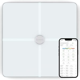 QardioBase X Smart WiFi Scale and Full Body Composition 12 Fitness Indicators Analyzer. App-Enabled for iOS, Android, iPad, Apple Health. Athlete, Pregnancy and Multi-User Modes.