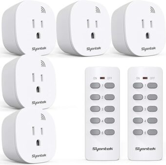 Remote Control Outlet Wireless Light Switch for Household Appliances, Expandable Remote Light Switch Kit, Up to 100 ft Range, FCC Certified, ETL Listed, White (5 Outlets + 2...