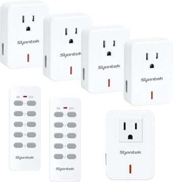 Remote Control Outlet Wireless Light Switch for Household Appliances, Expandable Remote Light Switch Kit, Up to 100 ft Range, FCC Certified, ETL Listed, White (5 Outlets + 2...