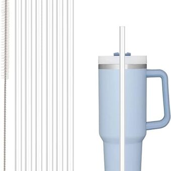 Replacement Straw Compatible with Stanley 40 oz 30 oz Cup Tumbler, 6 Pack Reusable Straw with Cleaning Brush, Plastic, Clear