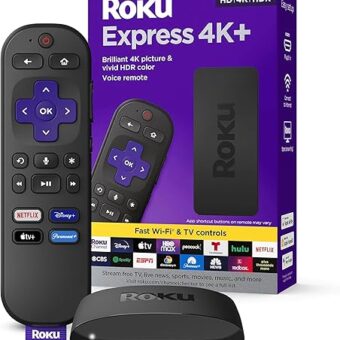 Roku Express 4K+ | Roku Streaming Device 4K/HDR, Roku Voice Remote, Free & Live TV