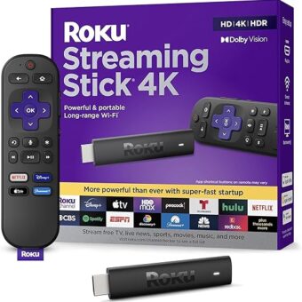 Roku Streaming Stick 4K | Portable Roku Streaming Device 4K/HDR/Dolby Vision, Roku Voice Remote, Free & Live TV