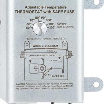 Saillong 10 Amp Attic Fan Thermostat Control, Replacement Thermostat with Adjustable Temperature Finger Dial Switch, Programmable Thermostat for Attic Exhaust Fan, Greenhouse...