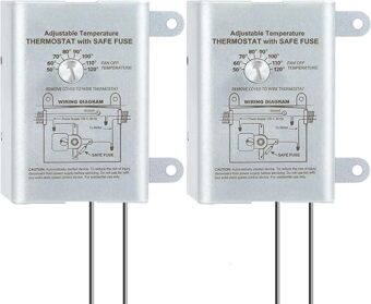 Saillong 2PACK 10 Amp Attic Fan Thermostat Control, Programmable Thermostat with Adjustable Temperature Finger Dial Switch, Replacement Thermostat for Attic Exhaust Fan,...