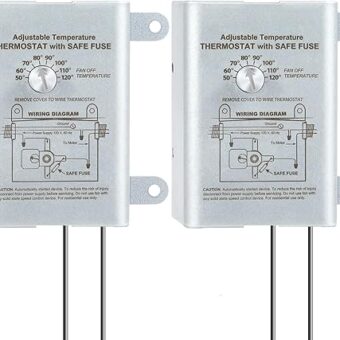 Saillong 2PACK 10 Amp Attic Fan Thermostat Control, Programmable Thermostat with Adjustable Temperature Finger Dial Switch, Replacement Thermostat for Attic Exhaust Fan,...