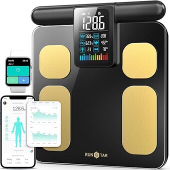 Scale for Body Weight and Fat Percentage, 8 Electrodes High Precision Digital Scale for BMI 20 Body Composition Measurement, Bathroom Smart Scales with Large Color Display FSA...