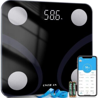 Scale for Body Weight Esojiliya Smart Digital Bathroom Weight Scale Bluetooth Body Fat Scale with Smartphone App Body Composition Analyzer with 12 Measurements for Fat BMI, 400...