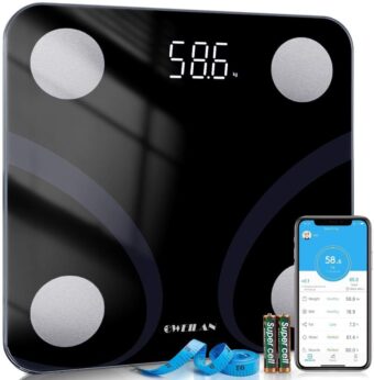 Scale for Body Weight Esojiliya Smart Digital Bathroom Weight Scale Bluetooth Body Fat Scale with Smartphone App Body Composition Analyzer with 12 Measurements for Fat BMI, 400...