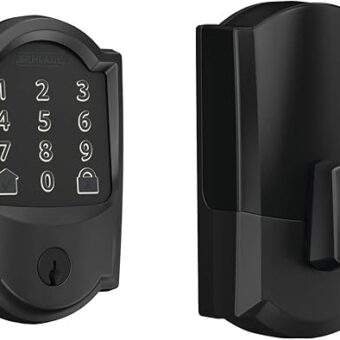 Schlage Encode Smart Wi-Fi Deadbolt with Camelot Trim in Matte Black, Lock Only