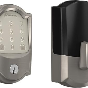 Schlage Encode Smart Wi-Fi Deadbolt with Camelot Trim in Satin Nickel