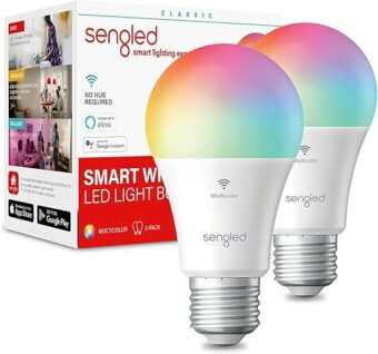 Sengled Smart WiFi Light Bulbs That Work with Alexa & Google Home, No Hub Required, LED Light Bulb A19 Soft White Light (2700K), Multicolor (Pack of 2)