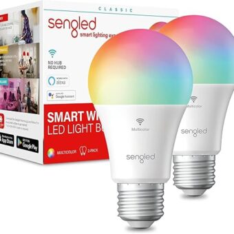 Sengled Smart WiFi Light Bulbs That Work with Alexa & Google Home, No Hub Required, LED Light Bulb A19 Soft White Light (2700K), Multicolor (Pack of 2)