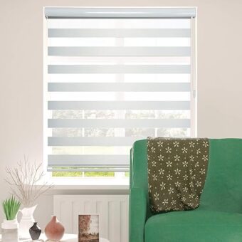 ShadesU Zebra Blinds for Indoor Window Roller, Zebra Shades for Windows Privacy Light Filtering Shades (Corded) (Maxium Height 72inch) (White Color)(Width 35 inch)