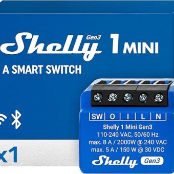 Shelly 1 Mini Gen3 | WiFi & Bluetooth Smart Switch Relay 1 Channel 8A | Home Automation | Compatible with Alexa & Google Home | iOS Android App | No Hub Required | Dry contacts