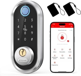 Smart Deadbolt, SMONET Fingerprint Electronic Deadbolt Door Lock with Keypad-Bluetooth Keyless Entry Keypad Smart Deadbolt App Control, Ekeys Sharing, App Monitoring Auto Lock...