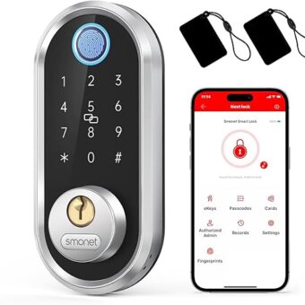 Smart Deadbolt, SMONET Fingerprint Electronic Deadbolt Door Lock with Keypad-Bluetooth Keyless Entry Keypad Smart Deadbolt App Control, Ekeys Sharing, App Monitoring Auto Lock...