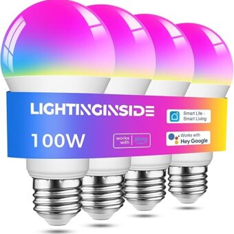 Smart Light Bulbs 100W Equivalent, 1350LM 11W WiFi Smart Bulb Compatible with Alexa/Google Assistant/Smart Life, A19 E26 Color Changing, No Hub Required,2.4GHz WiFi Only,ETL...