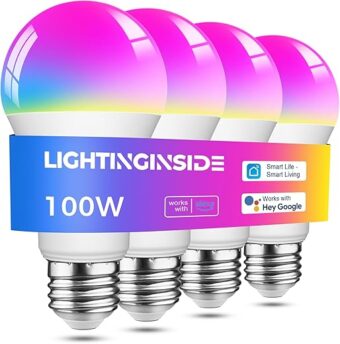 Smart Light Bulbs 100W Equivalent, 1350LM 11W WiFi Smart Bulb Compatible with Alexa/Google Assistant/Smart Life, A19 E26 Color Changing, No Hub Required,2.4GHz WiFi Only,ETL...