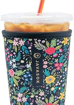 Sok It Java Sok Iced Coffee & Cold Soda Insulated Neoprene Cup Sleeve (English Garden Picnic, Medium: 22-28oz)