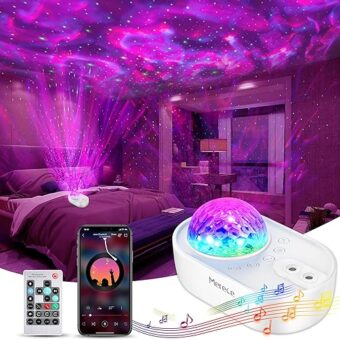 Star Projector, 3 in 1 Galaxy Night Light Projector with Remote Control, Bluetooth Music Speaker & 5 White Noises for Bedroom/Party/Home Decor, Timing Sky Starry Projector for...