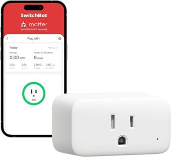 SwitchBot Smart Plug Mini 15A, Energy Monitor, Smart Home WiFi(2.4GHz) & Bluetooth Outlet Compatible with Alexa & Google Home, APP Remote Control & Timer Function for Home...