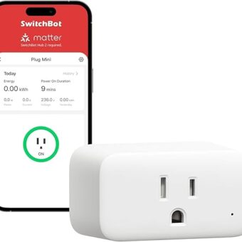 SwitchBot Smart Plug Mini 15A, Energy Monitor, Smart Home WiFi(2.4GHz) & Bluetooth Outlet Compatible with Alexa & Google Home, APP Remote Control & Timer Function for Home...