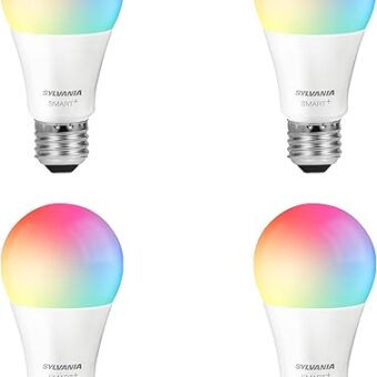 SYLVANIA Wifi LED Smart Light Bulb, 60W Equivalent Full Color and Tunable White A19, Dimmable, Compatible with Alexa and Google Home Only - 4 Pack (75674)