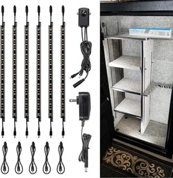 TORCHSTAR LED Safe Lighting Kit, (6) 12 Inch Linkable Light Bars + Motion Sensor + UL Power Adapter, 900LM, Input 100-240V, for Under Cabinet Gun Safe Locker Closet Showcase,...