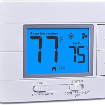 Upgraded Digital Non-Programmable Thermostat for Home 1 Heat/1 Cool Single Stage System, with Temperature & Humidity Monitor and Large Blue LCD Display