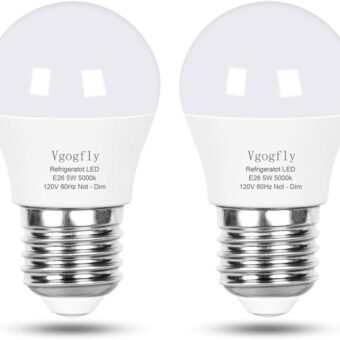 Vgogfly LED Refrigerator Light Bulb 40W Equivalent 120V A15 Fridge Waterproof Bulbs 5 W Daylight White 5000K E26 Medium Base Freezer Home Lighting Lamp Non-dimmable(2 Pack)