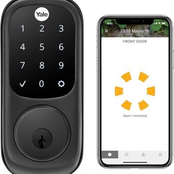 Yale Assure Lock, Black Suede Smart Lock with Wi-Fi Connected Digital Touchscreen Keypad for Front or Back Door with Back Up Key, YRD226-CBA-BSP