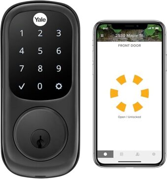 Yale Assure Lock, Black Suede Smart Lock with Wi-Fi Connected Digital Touchscreen Keypad for Front or Back Door with Back Up Key, YRD226-CBA-BSP